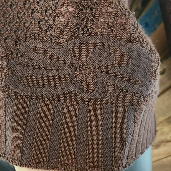 Missoni off shoulder chocolate floral jacquard knit Sweater Sz 40 Made in Italy - Picture 9 of 14